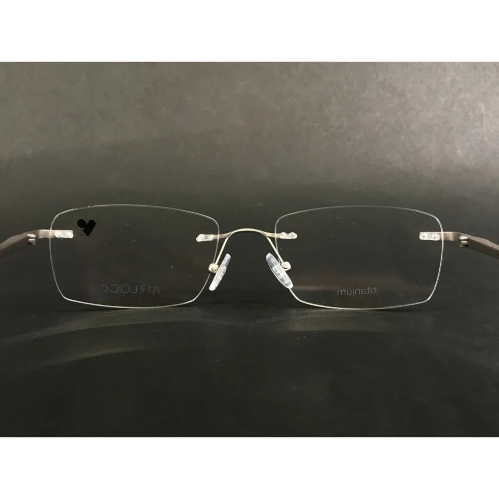 Airlock Eyeglasses Frames CALIBER 203 046 Matte Silver Blue Rimless 52-18-145